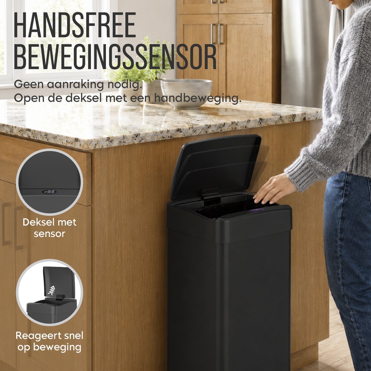 ADSafety Sensor Prullenbak 60L - Rechthoekig - ADSafety