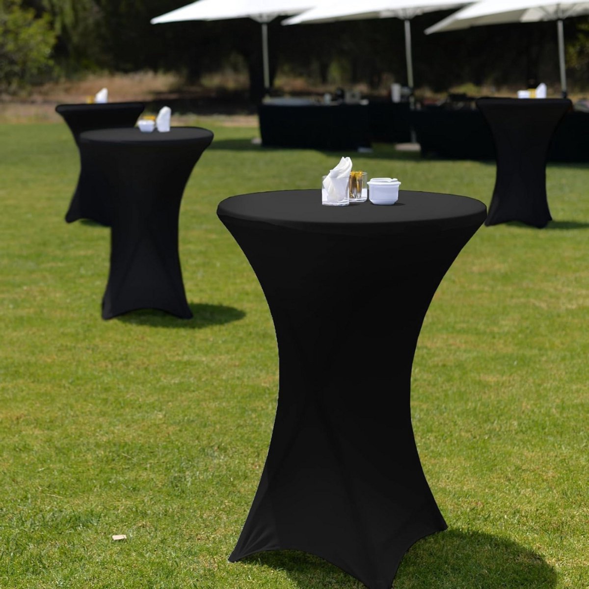 ADSafety Statafel - 10 Stuks - Inclusief Statafelhoes - Ø80 x 110 cm - Zwart - ADSafety