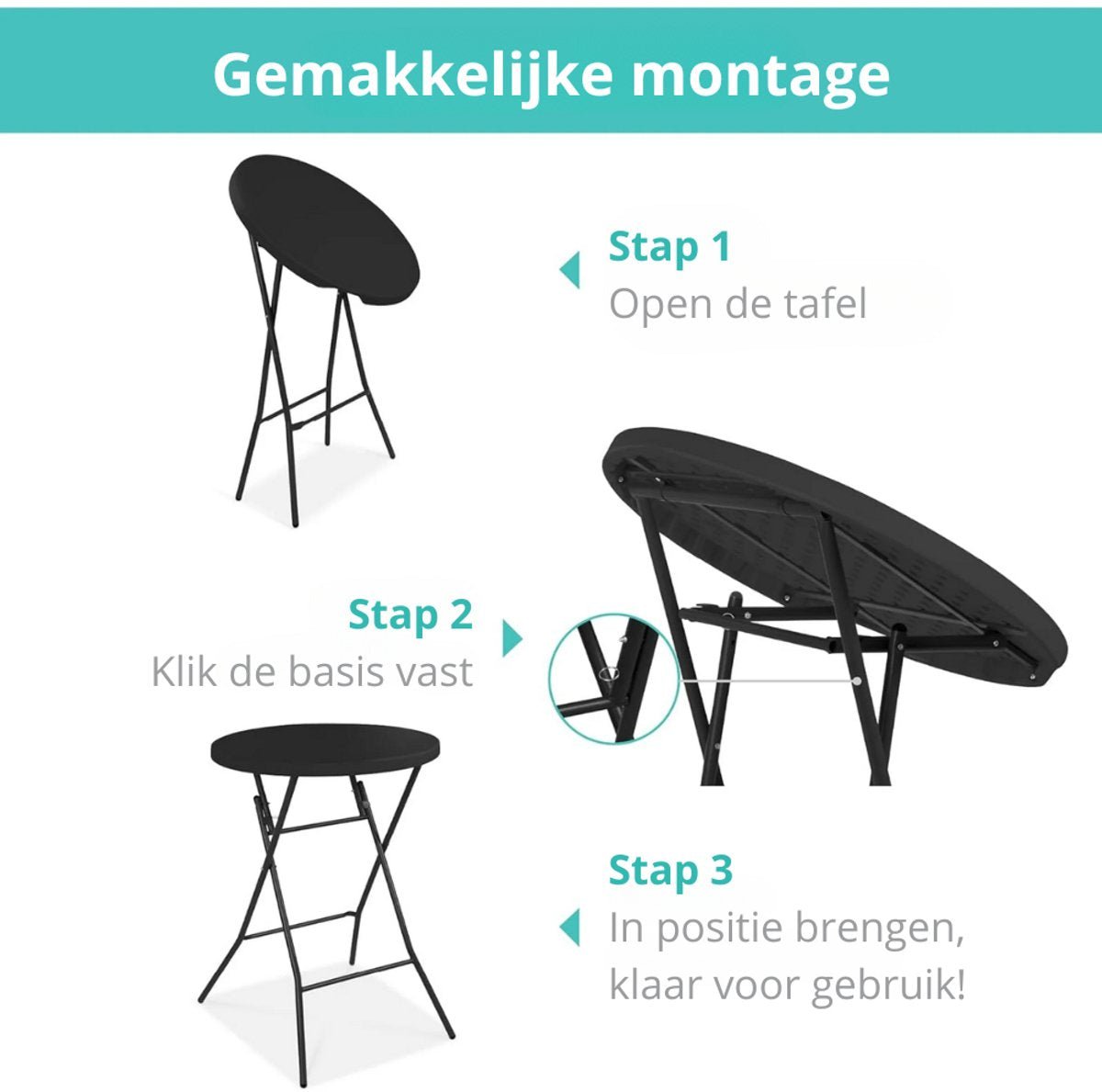 ADSafety Statafel - 10 Stuks - Inclusief Statafelhoes - Ø80 x 110 cm - Zwart - ADSafety