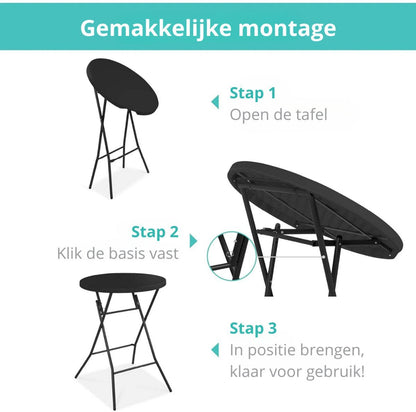 ADSafety Statafel - 10 Stuks - Inclusief Statafelhoes - Ø80 x 110 cm - Zwart - ADSafety