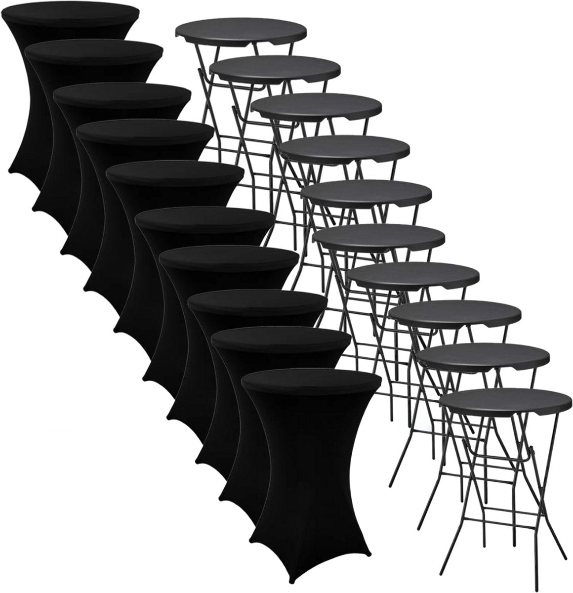 ADSafety Statafel - 10 Stuks - Inclusief Statafelhoes - Ø80 x 110 cm - Zwart - ADSafety