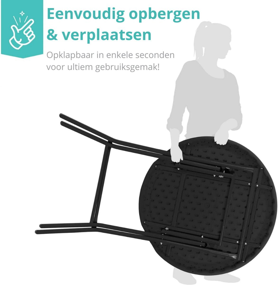 ADSafety Statafel - 10 Stuks - Inclusief Statafelhoes - Ø80 x 110 cm - Zwart - ADSafety