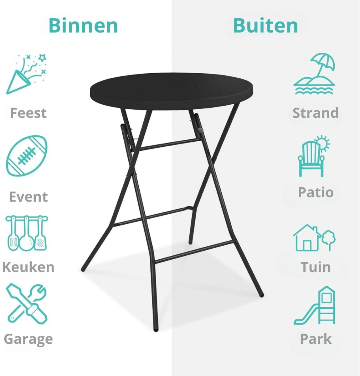 ADSafety Statafel - 10 Stuks - Inclusief Statafelhoes - Ø80 x 110 cm - Zwart - ADSafety