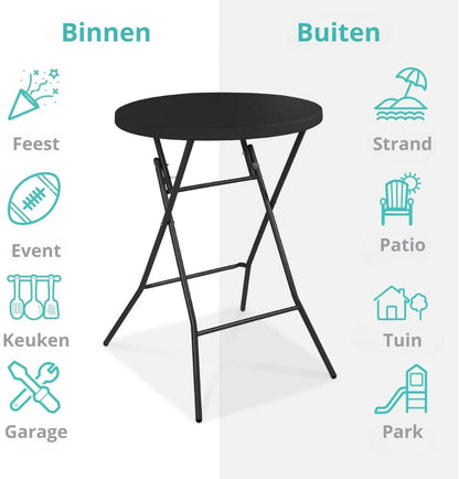 ADSafety Statafel - 10 Stuks - Inclusief Statafelhoes - Ø80 x 110 cm - Zwart - ADSafety