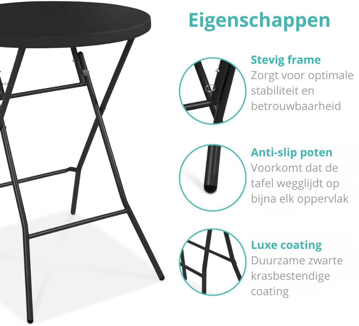 ADSafety Statafel - 10 Stuks - Inclusief Statafelhoes - Ø80 x 110 cm - Zwart - ADSafety