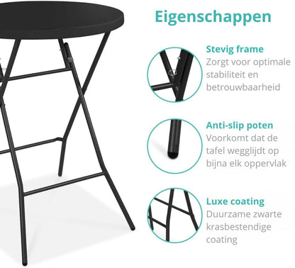 ADSafety Statafel - 10 Stuks - Inclusief Statafelhoes - Ø80 x 110 cm - Zwart - ADSafety