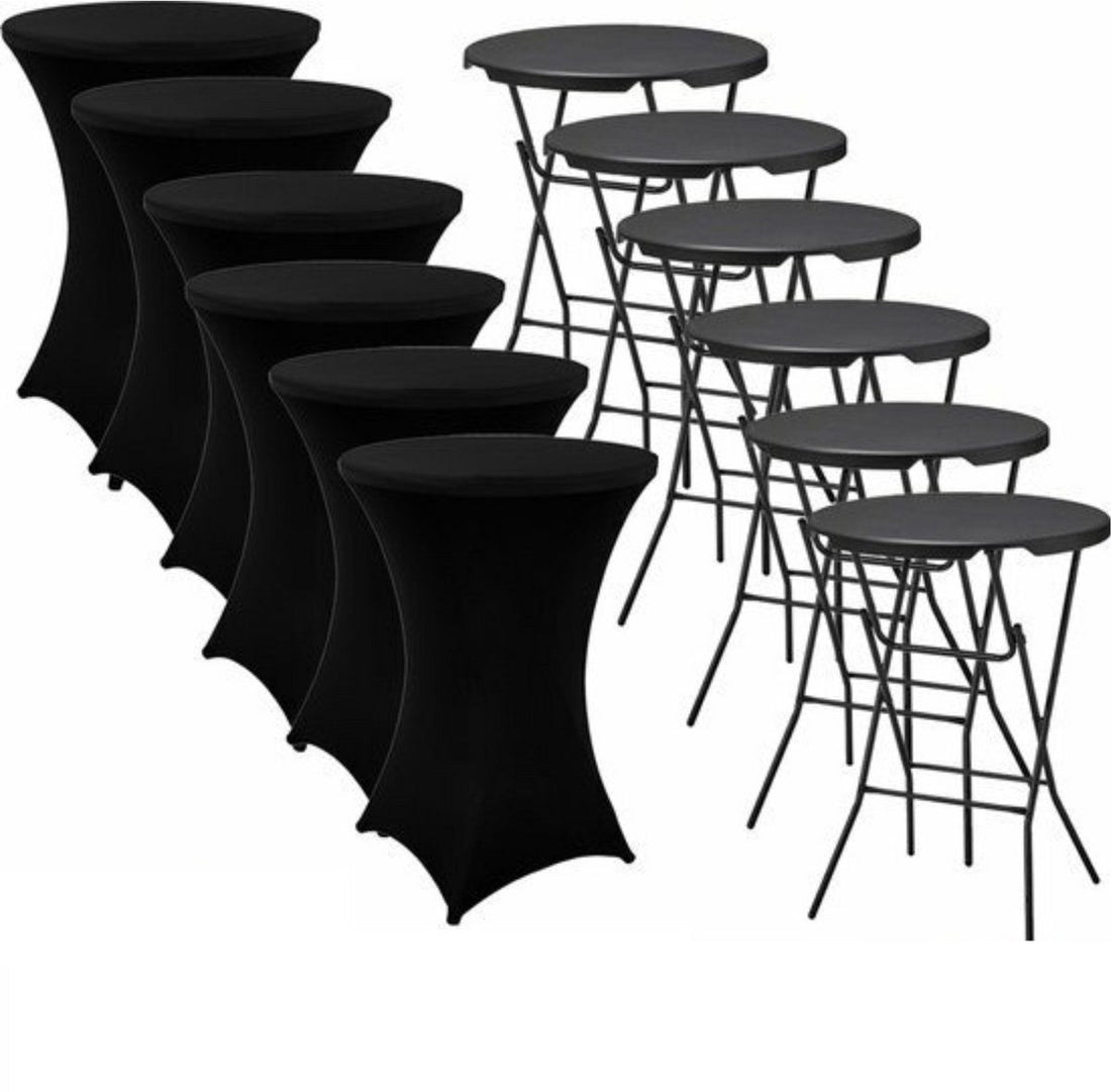 ADSafety Statafel - 8 Stuks - Inclusief Statafelhoes - Ø80 x 110 cm - Zwart - ADSafety