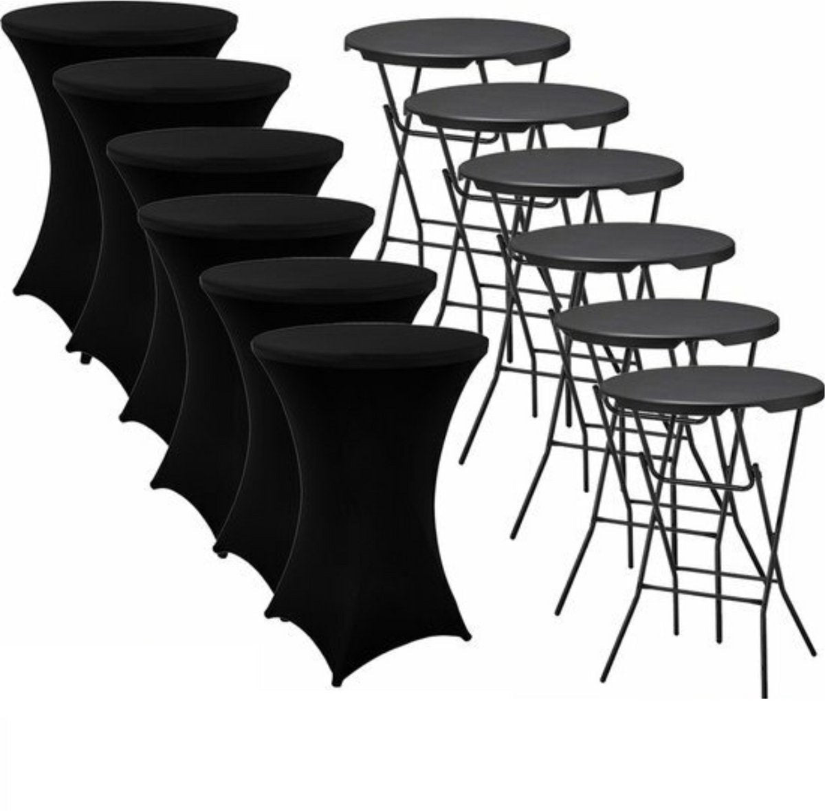 ADSafety Statafel - 8 Stuks - Inclusief Statafelhoes - Ø80 x 110 cm - Zwart - ADSafety