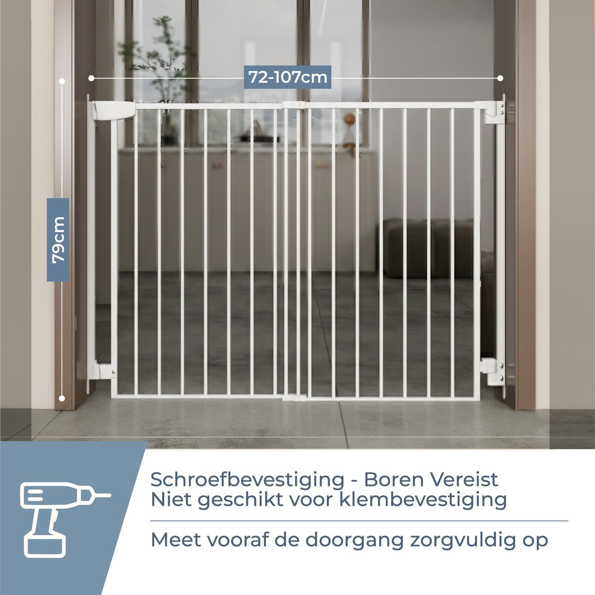 ADSafety Traphek Uitschuifbaar - 72 t/m 107 cm - Wit - ADSafety