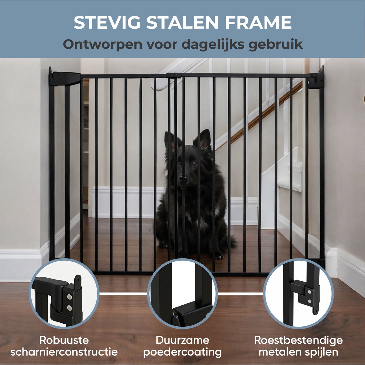 ADSafety Traphek Uitschuifbaar - 72 t/m 107 cm - Zwart - ADSafety