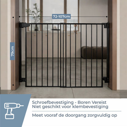 ADSafety Traphek Uitschuifbaar - 72 t/m 107 cm - Zwart - ADSafety