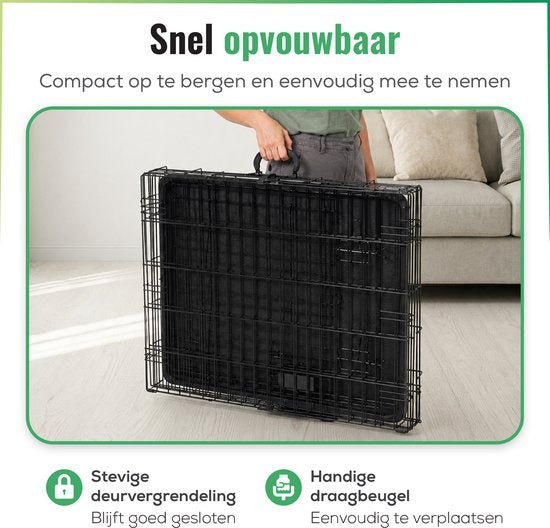 Hondenbench L opgevouwen met draagbeugel