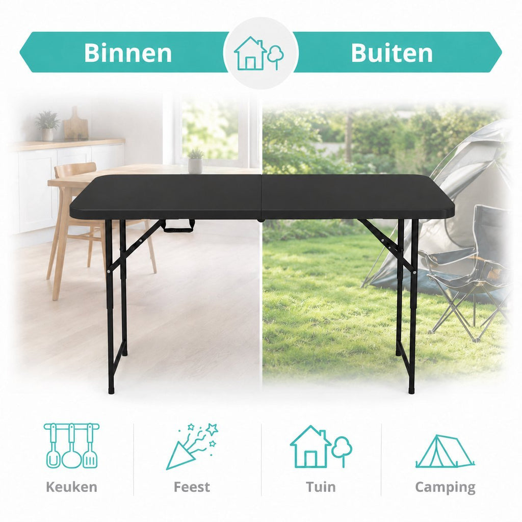 Zwarte inklapbare tafel 122 cm voor binnen en buiten