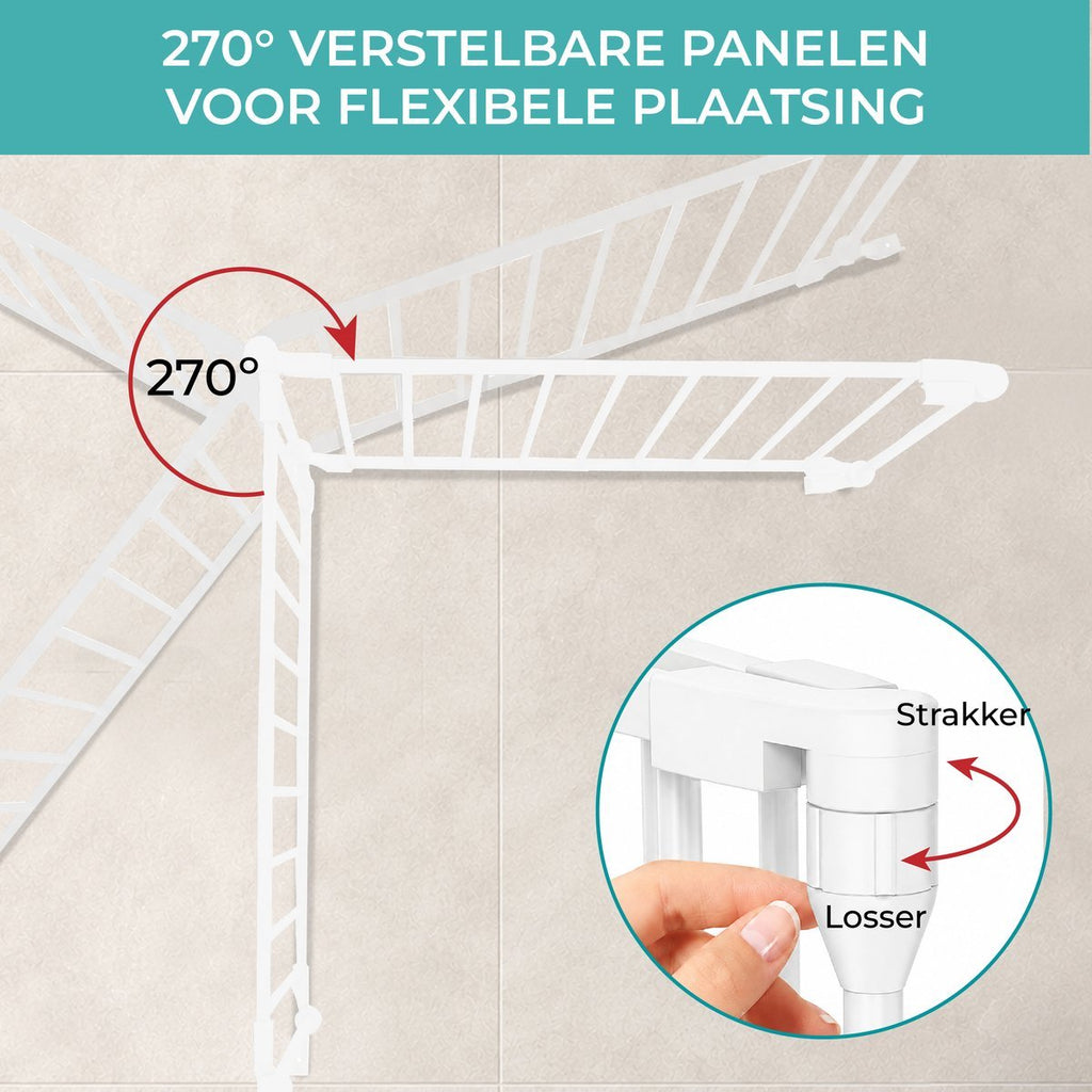 Wit veiligheidshek – panelen 270° verstelbaar met draaiknop