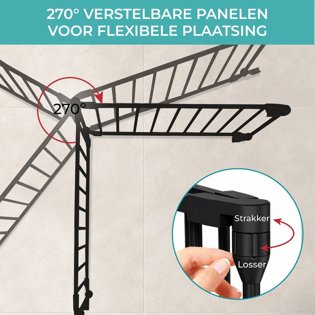 Zwart veiligheidshek – panelen 270° verstelbaar met draaiknop